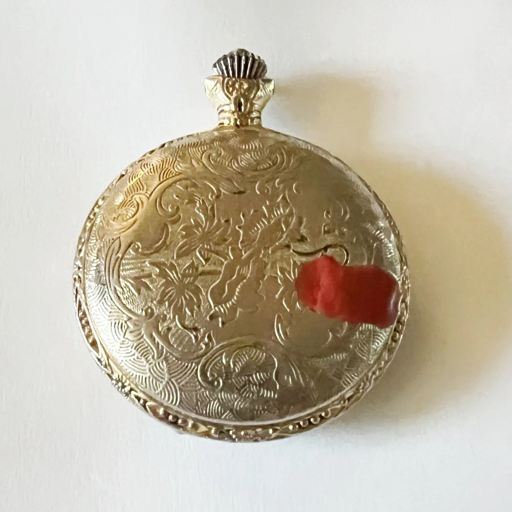 Men’s MILAN Gold Tone, White Dial Railroad / Train Themed Pocket Watch